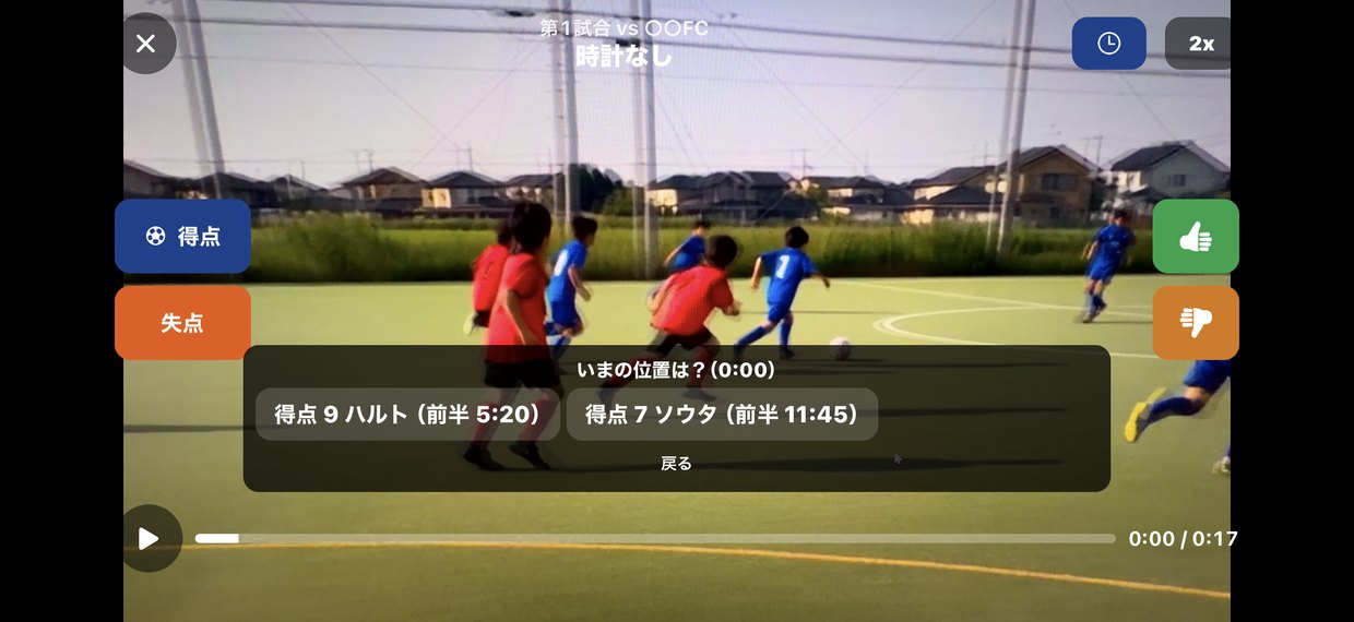 「得点で合わせる」では、記録した得点が選手名つきで並びます